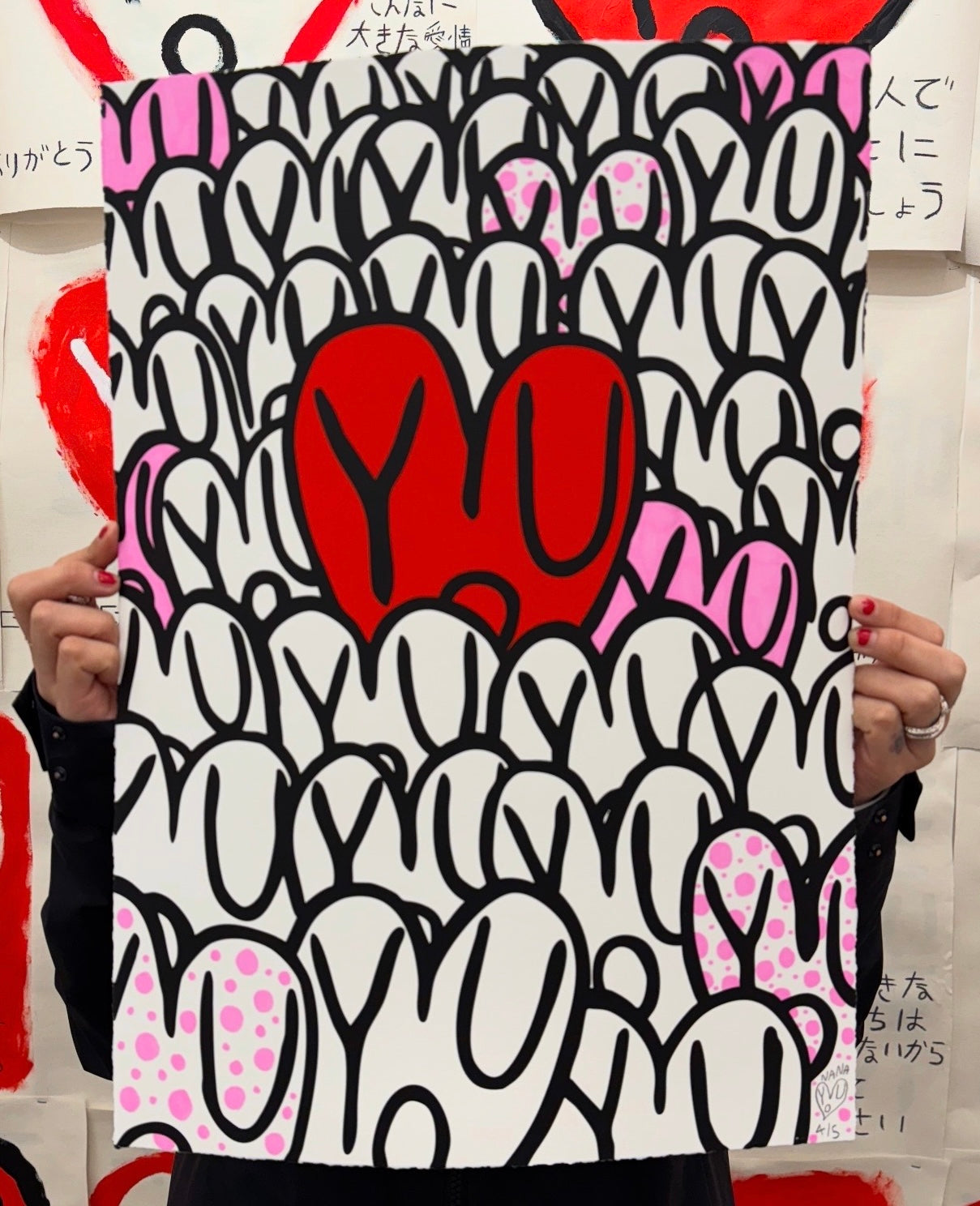 NANA77 - “V” Silkscreen Print Hand Embellished 4 of 5