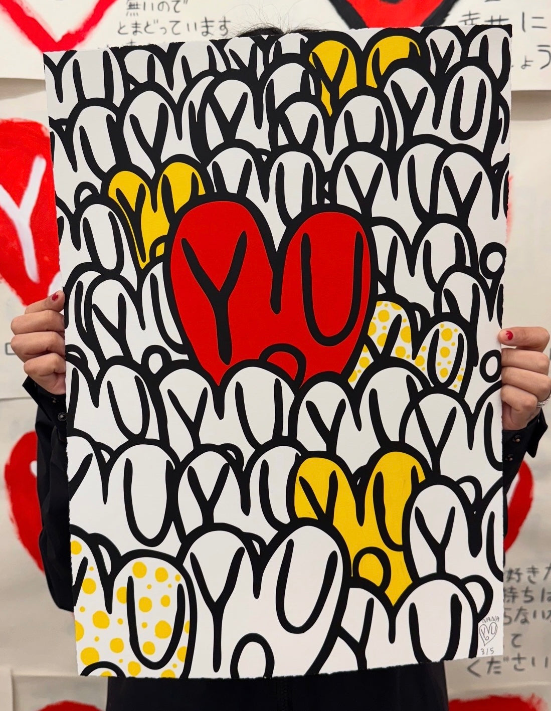 NANA77 - “V” Silkscreen Print Hand Embellished 3 of 5