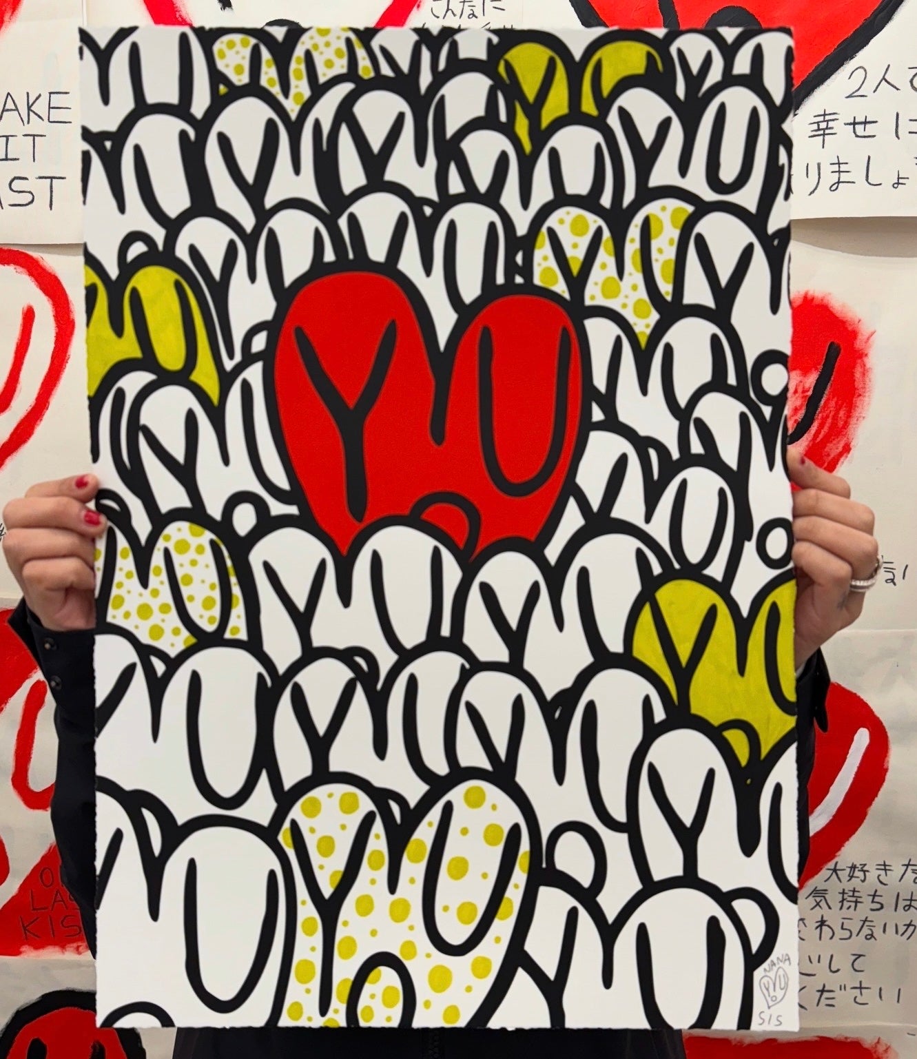 NANA77 - “V” Silkscreen Print Hand Embellished 5 of 5