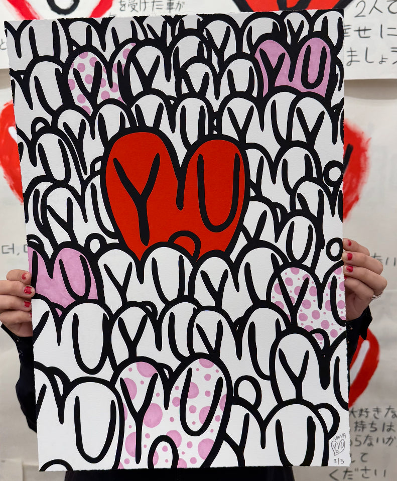 NANA77 - “V” Silkscreen Print Hand Embellished 2 of 5