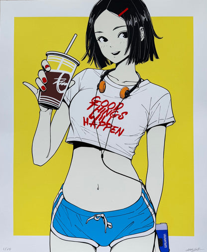 MUSA, "Good Things Will Happen" Coffee Girl Colorway Silkscreen Print