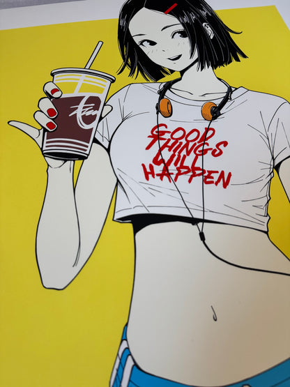 MUSA, "Good Things Will Happen" Coffee Girl Colorway Silkscreen Print