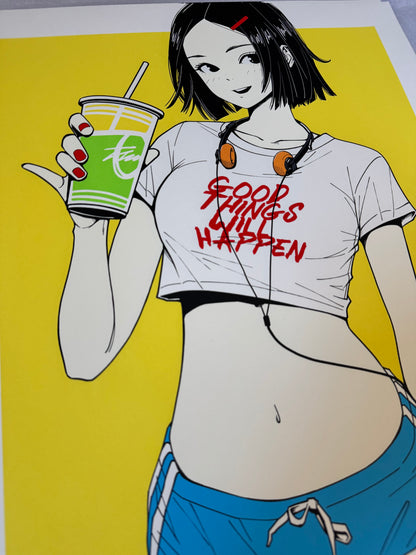 MUSA, "Good Things Will Happen" Matcha Girl Colorway Silkscreen Print